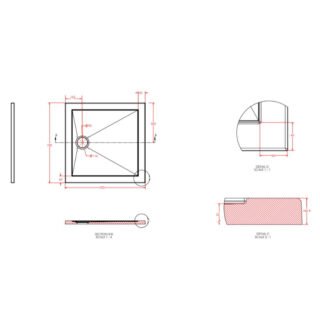 Eastbrook Corsair Anti-Slip Square Shower Tray - White - Image 3
