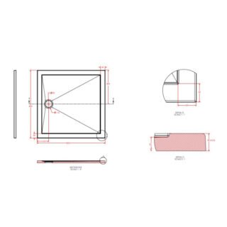 Eastbrook Corsair Anti-Slip Square Shower Tray - White - Image 5