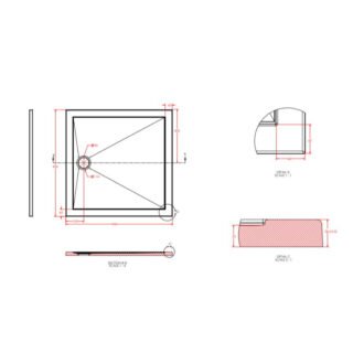 Eastbrook Corsair Anti-Slip Square Shower Tray - White - Image 6