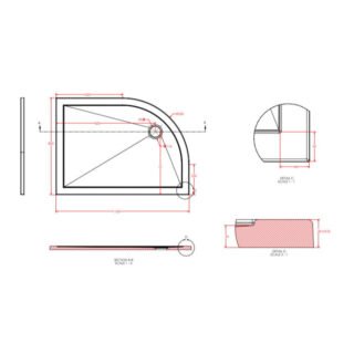 Eastbrook Corsair Anti-Slip Offset Quadrant Shower Tray - White - Image 4