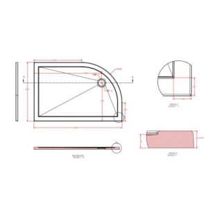 Eastbrook Corsair Anti-Slip Offset Quadrant Shower Tray - White - Image 6