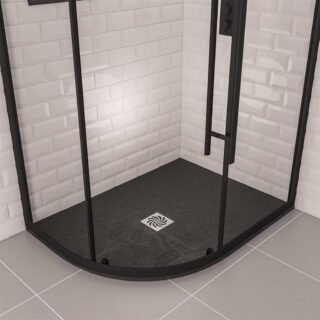 Eastbrook Crossland Offset Quadrant Shower Tray - 1200mm X 900mm - Black - Image 2