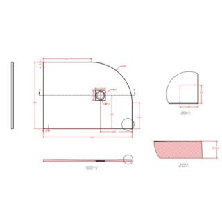 Eastbrook Crossland Offset Quadrant Shower Tray - 1200mm X 900mm - Black - Image 4