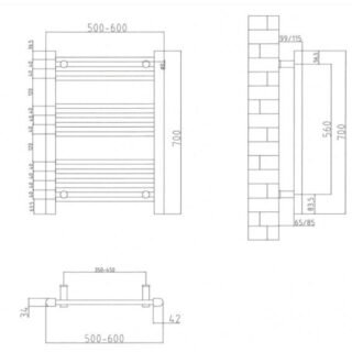 Eastbrook Biava Dry Element Electric Towel Rail - Matt Black - Image 6