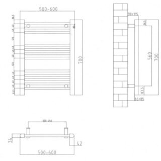 Eastbrook Biava Dry Element Electric Towel Rail - Matt Black - Image 7