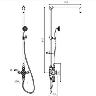 Eastbrook Twin Thermostatic Exposed Shower Valve With Rigid Riser And 8'' Rose Head - Image 3