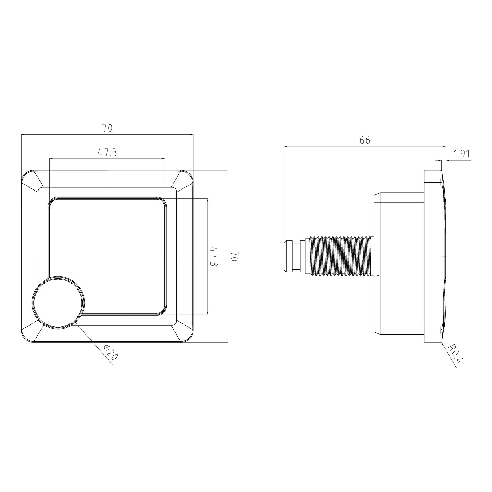 Eastbrook Square Flush Button - Image 2