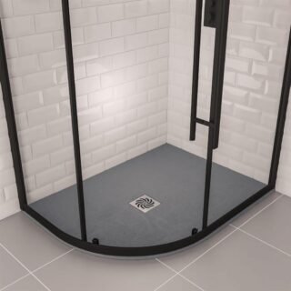 Eastbrook Crossland Slate Offset Quadrant Shower Tray - 1200mm X 900mm - Light Grey - Image 2