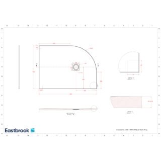 Eastbrook Crossland Slate Offset Quadrant Shower Tray - 1200mm X 900mm - Light Grey - Image 4