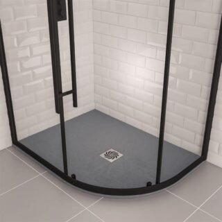 Eastbrook Crossland Slate Offset Quadrant Shower Tray - 1200mm X 900mm - Light Grey - Image 3
