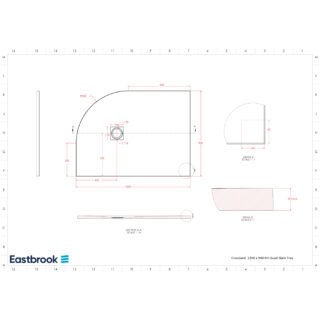 Eastbrook Crossland Slate Offset Quadrant Shower Tray - 1200mm X 900mm - Light Grey - Image 5
