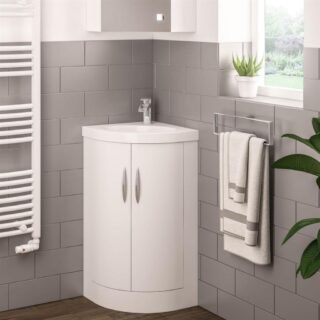 Eastbrook Cavone 2 Door Corner Floorstanding Vanity Unit With Basin - 600mm Wide - 1 TH - Image 2