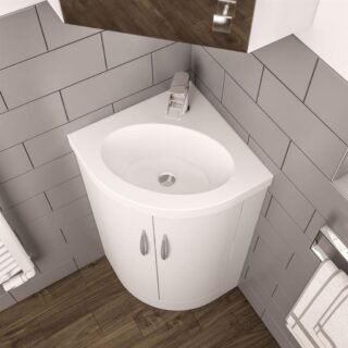 Eastbrook Cavone 2 Door Corner Floorstanding Vanity Unit With Basin - 600mm Wide - 1 TH - Image 3