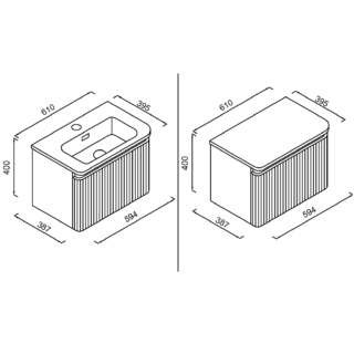 Eastbrook Belice Fluted 1 Drawer Wall Hung Vanity Unit With Basin - 600mm Wide - Image 4