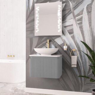 Eastbrook Belice Fluted 1 Drawer Wall Hung Vanity Unit With Basin - 600mm Wide - Image 3