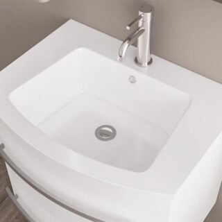 Eastbrook Centa Curved 2 Drawer Wall Hung Vanity Unit With Basin - 600mm Wide - Image 3