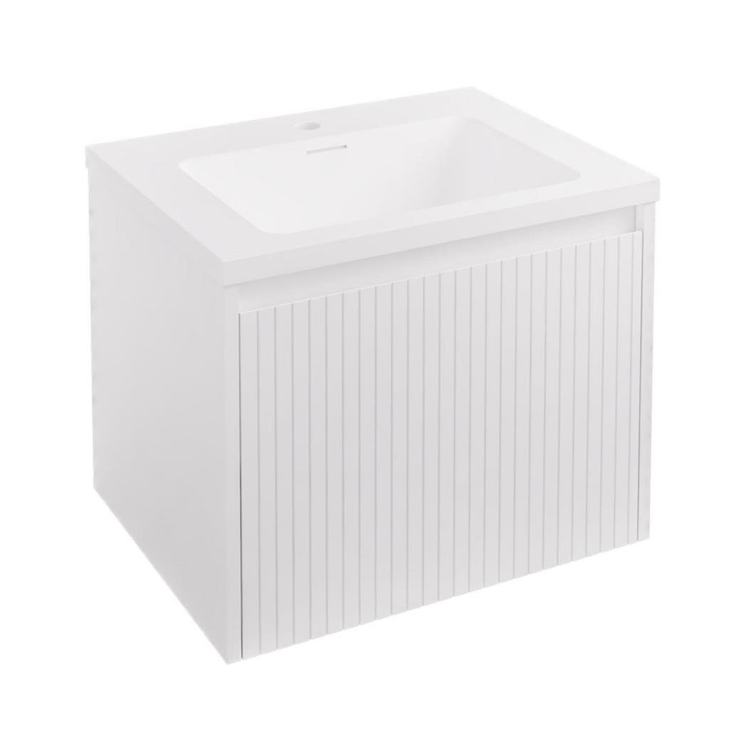 Eastbrook Stockton 1 Drawer Fluted Wall Hung Vanity Unit With Square Basin - 600mm Wide