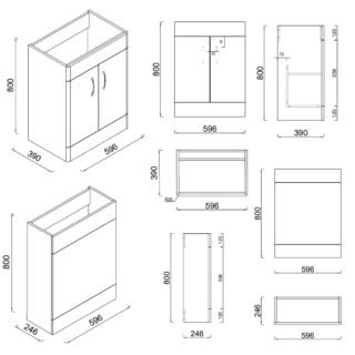 Eastbrook Chaddesley 2 Door Floorstanding Vanity Unit With WC Unit And Sintered Basin - 1200mm Wide - Image 4