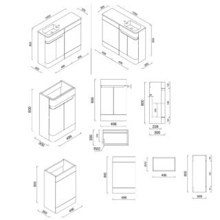 Eastbrook Arda 2 Door Combination Bathroom Furniture - 1000mm Wide - High Gloss White - Image 2