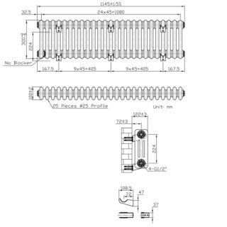 Eastbrook Imperia 2 Column Radiator - Matt Black - Image 33