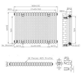 Eastbrook Imperia 2 Column Radiator - Matt Black - Image 47
