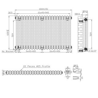 Eastbrook Imperia 2 Column Radiator - Matt Black - Image 48