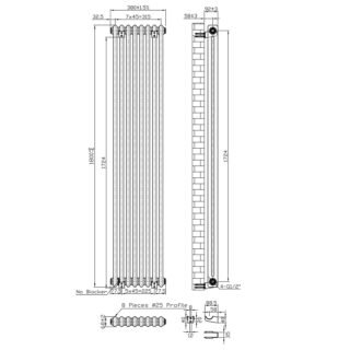 Eastbrook Imperia 2 Column Radiator - Matt Black - Image 54