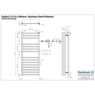 Eastbrook Violla II Stainless Steel Heated Towel Rail - Polished Mirror - Image 11