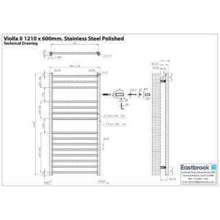 Eastbrook Violla II Stainless Steel Heated Towel Rail - Polished Mirror - Image 12