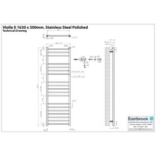 Eastbrook Violla II Stainless Steel Heated Towel Rail - Polished Mirror - Image 13