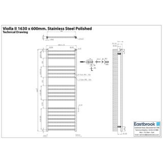 Eastbrook Violla II Stainless Steel Heated Towel Rail - Polished Mirror - Image 14