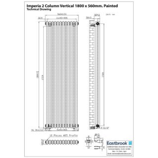 Eastbrook Imperia 2 Column Radiator - Matt Black - Image 57