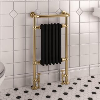 Eastbrook Isbourne Traditional Towel Radiator - Brushed Brass/Matt Black - Image 3