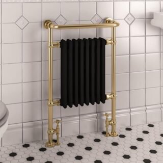 Eastbrook Isbourne Traditional Towel Radiator - Brushed Brass/Matt Black - Image 2
