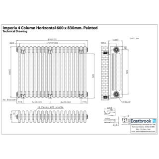 Eastbrook Imperia 4 Column Radiator - Gloss White - Image 22