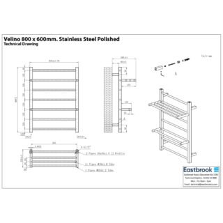 Eastbrook Velino Stainless Steel Heated Towel Rail - Brushed - Image 8
