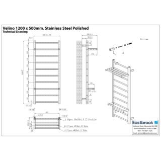 Eastbrook Velino Stainless Steel Heated Towel Rail - Brushed - Image 9