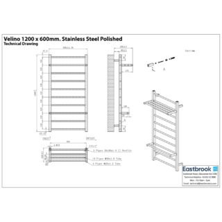 Eastbrook Velino Stainless Steel Heated Towel Rail - Brushed - Image 10