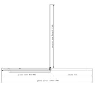 Eastbrook Corniche 8mm Glass Soft Close Walk in Slider Wetroom Panel - Chrome - Image 3