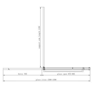 Eastbrook Corniche 8mm Glass Soft Close Walk in Slider Wetroom Panel - Chrome - Image 6