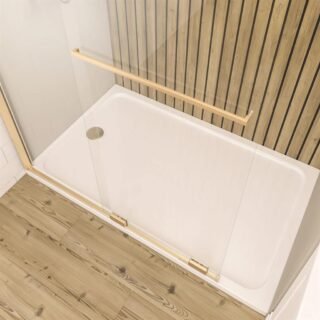 Eastbrook Corniche 8mm Glass Soft Close Walk in Slider Wetroom Panel - Brushed Brass - Image 2