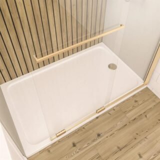 Eastbrook Corniche 8mm Glass Soft Close Walk in Slider Wetroom Panel - Brushed Brass - Image 3