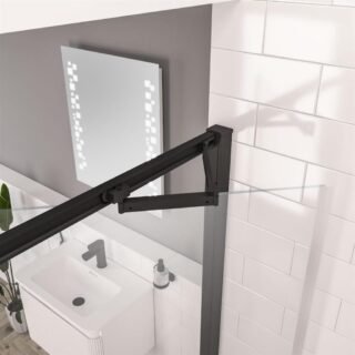 Eastbrook Corniche 8mm Glass Recessed In-Fold Shower Door - Matt Black - Image 2
