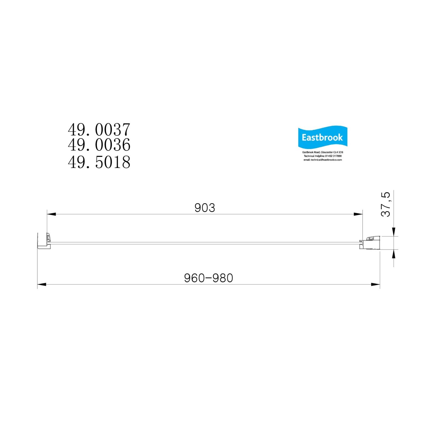 Eastbrook Vantage 8mm Glass Soft Close Recessed Sliding Shower Door - Matt Black - Image 15
