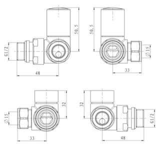 Eastbrook Corner Manual Radiator Valves Pair - Image 2