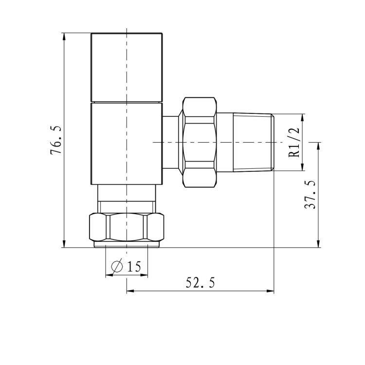 Eastbrook Angled Square Manual Radiator Valves Pair - Image 2