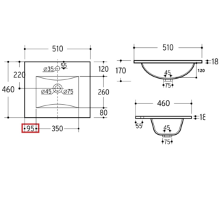 Eastbrook Chedworth 1 Drawer Wall Hung Vanity Unit With Square Basin - 500mm Wide - Natural Oak - Image 4