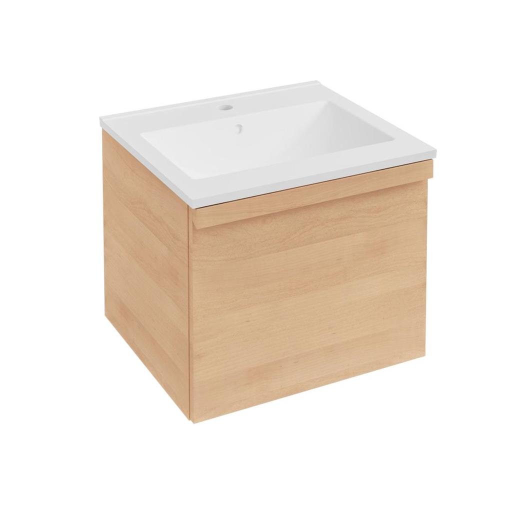 Eastbrook Kydbrook 1 Drawer Wall Hung Vanity Unit With Basin - 500mm Wide - Natural Oak