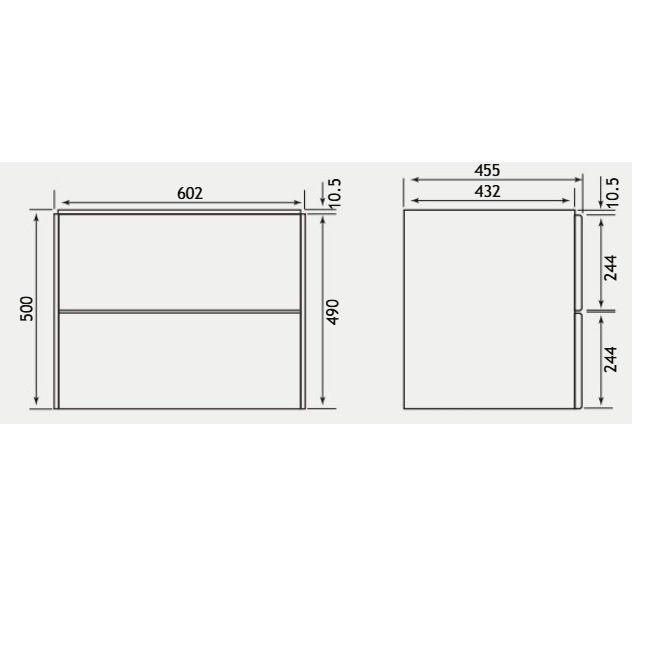 Eastbrook Chedworth 2 Drawer Wall Hung Vanity Unit With Square Basin - 600mm Wide - Natural Oak - Image 3