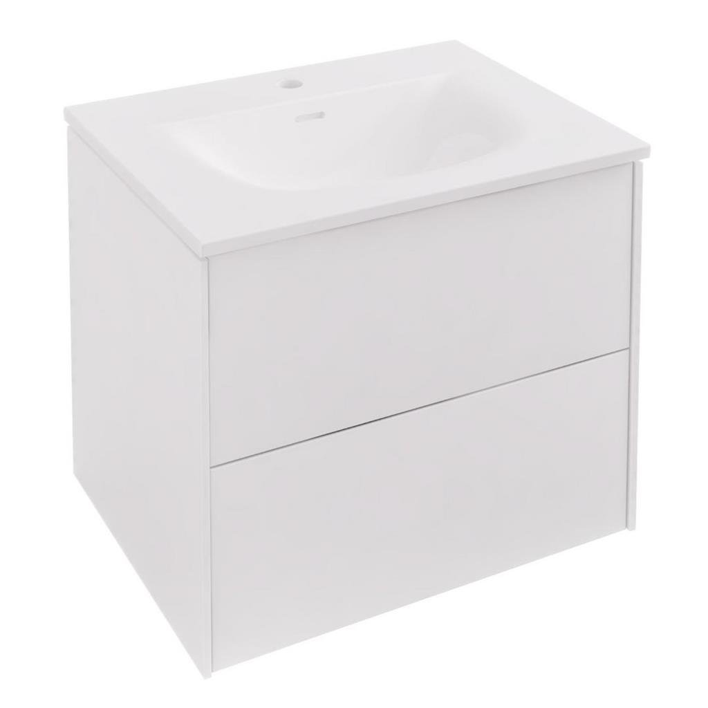 Eastbrook Chedworth 2 Drawer Wall Hung Vanity Unit With Square Basin - 600mm Wide - Natural Oak